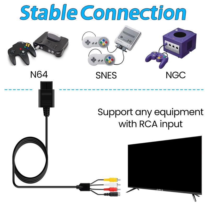 OSTENT AV Composite S-Video RCA Video HD TV Cable for Nintendo 64 N64 SNES SFC NGC - Image 2